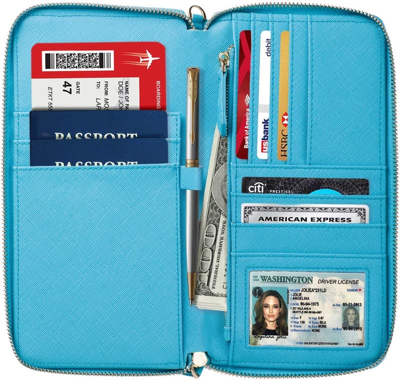 Apadi Travel Document Organizer - RFID Passport Wallet Case Family Holder Id Wristlet - Image 2